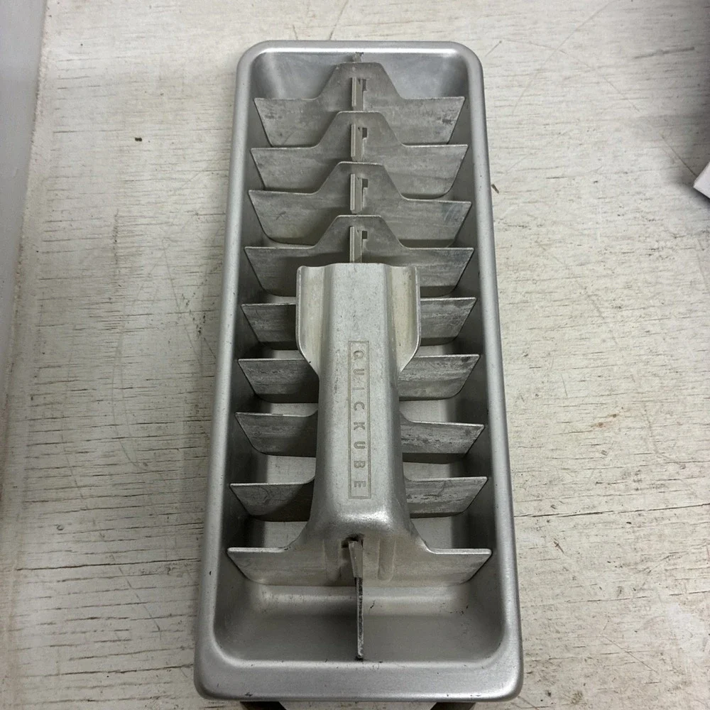 Vintage Aluminum Frigidaire Quickube 20 Ice Cube Tray Silver Tone